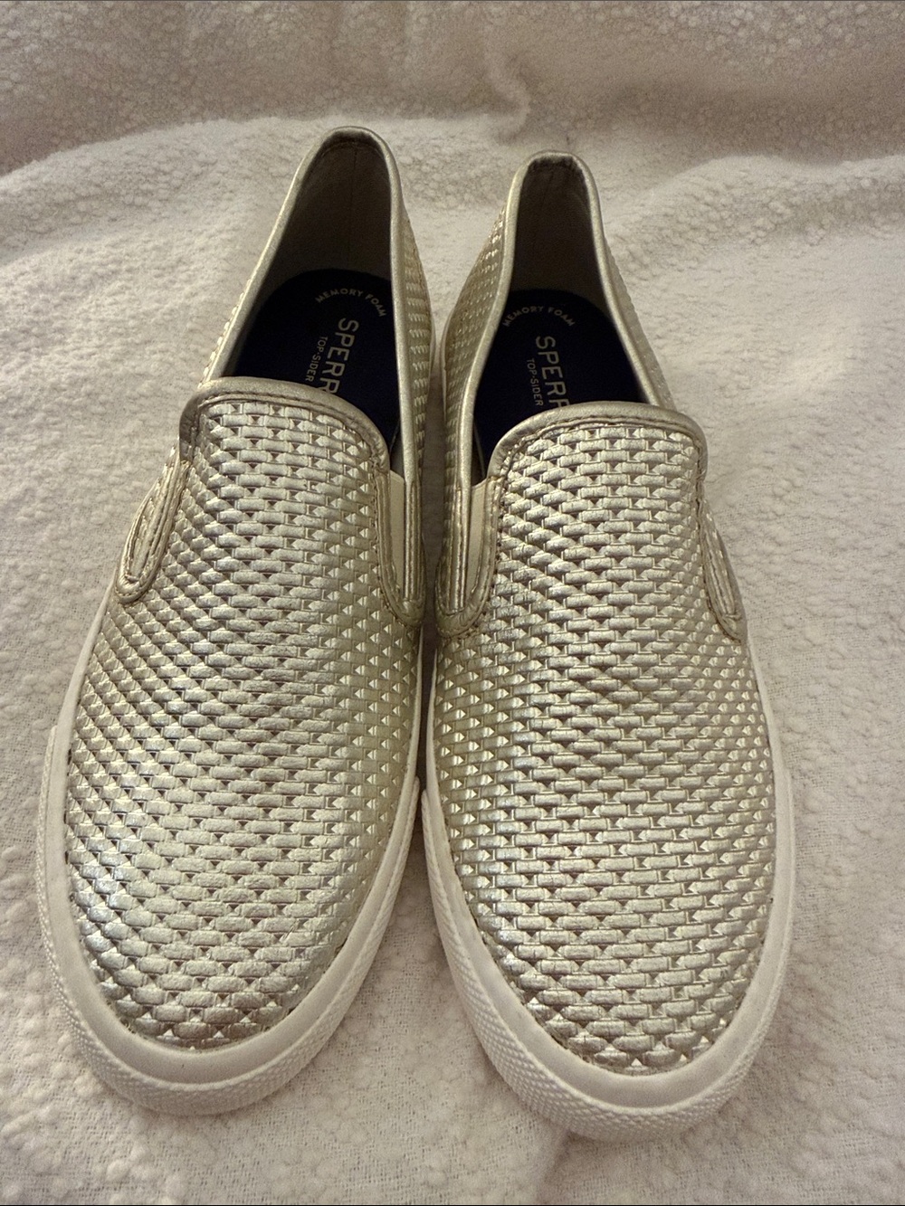 NWOT! Sperry Women’s Metallic Slip-On Sneakers in Gold